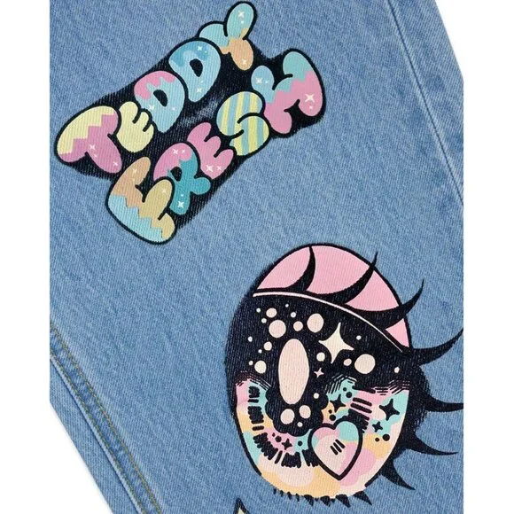 ULTRA RARE, BNWOT Teddy Fresh x Yurie Sekiya Printed Denim Jeans - Picture 5 of 9